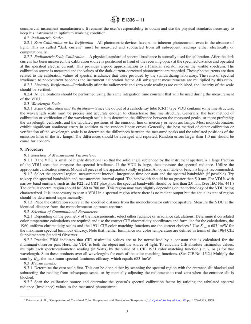 REDLINE ASTM E1336-11 - Standard Test Method for Obtaining Colorimetric Data From a Visual Display Unit by Spectroradiometry