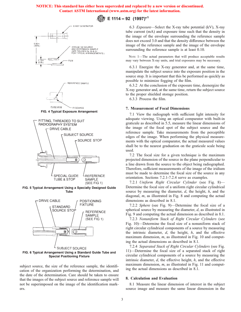 ASTM E1114-92(1997)e1 - Standard Test Method for Determining the Focal Size of Iridium-192 Industrial Radiographic Sources