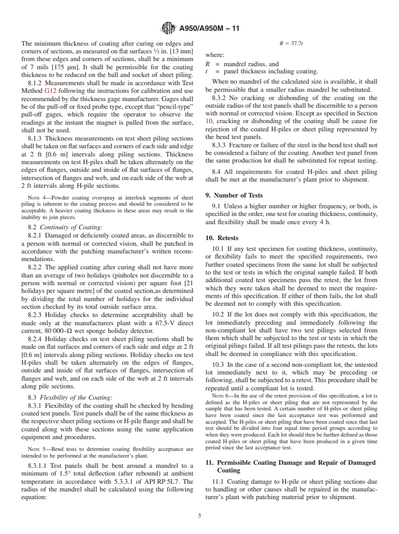 ASTM A950/A950M-11 - Standard Specification for Fusion-Bonded Epoxy-Coated Structural Steel H-Piles and Sheet Piling