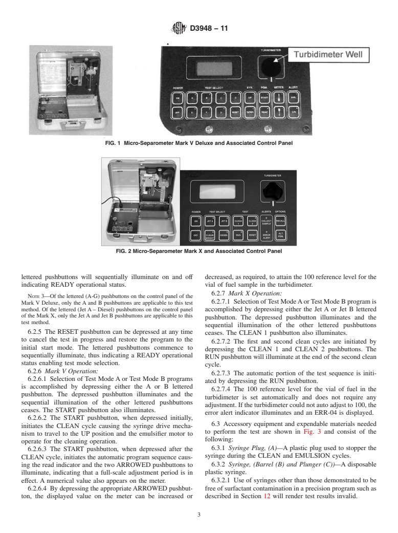 ASTM D3948-11 - Standard Test Method for Determining Water Separation Characteristics of Aviation Turbine Fuels by Portable Separometer