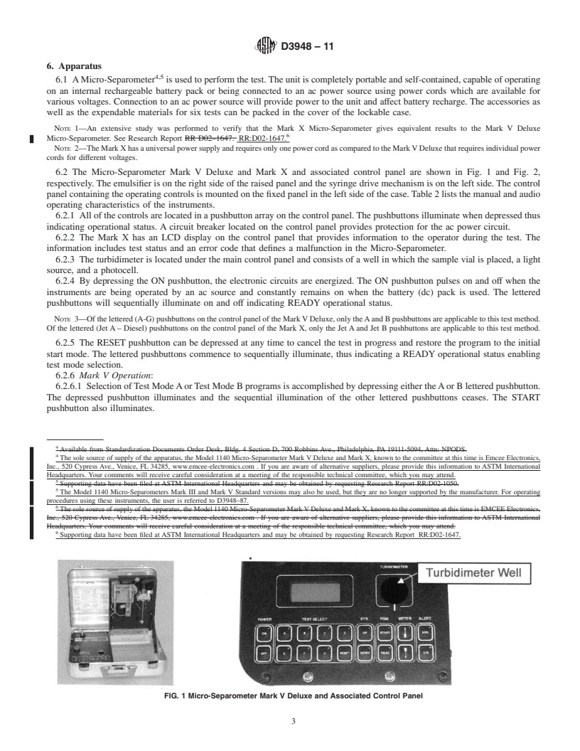 REDLINE ASTM D3948-11 - Standard Test Method for Determining Water Separation Characteristics of Aviation Turbine Fuels by Portable Separometer