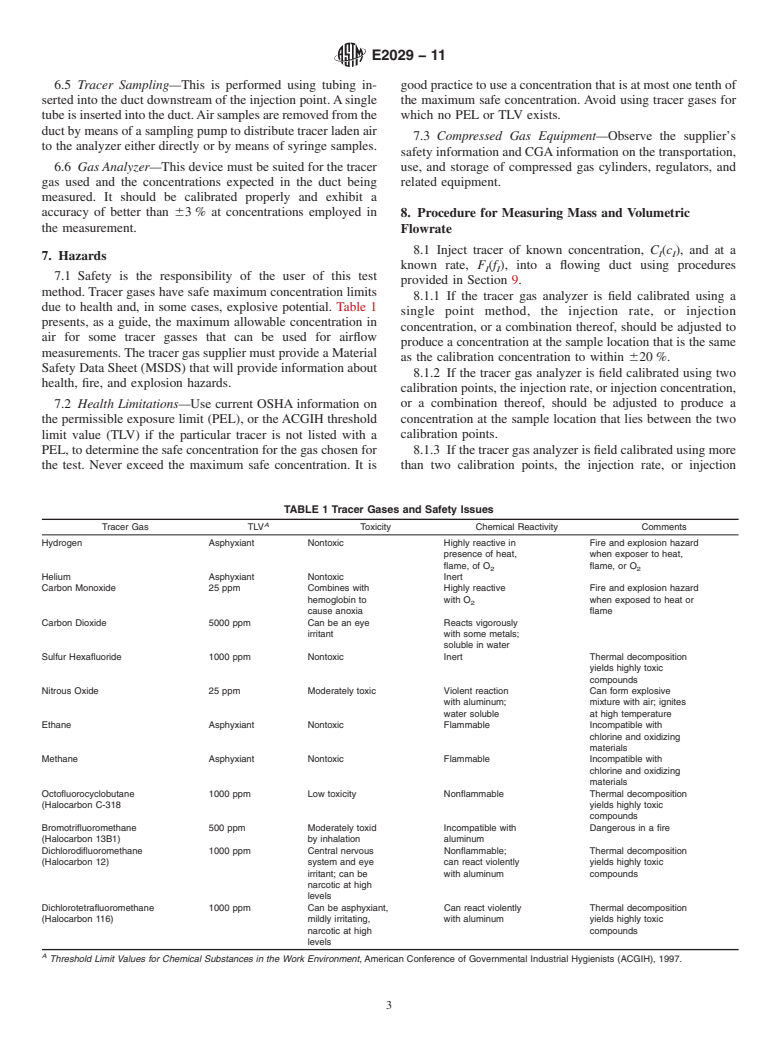 ASTM E2029-11 - Standard Test Method for Volumetric and Mass Flow Rate Measurement in a Duct Using Tracer Gas Dilution