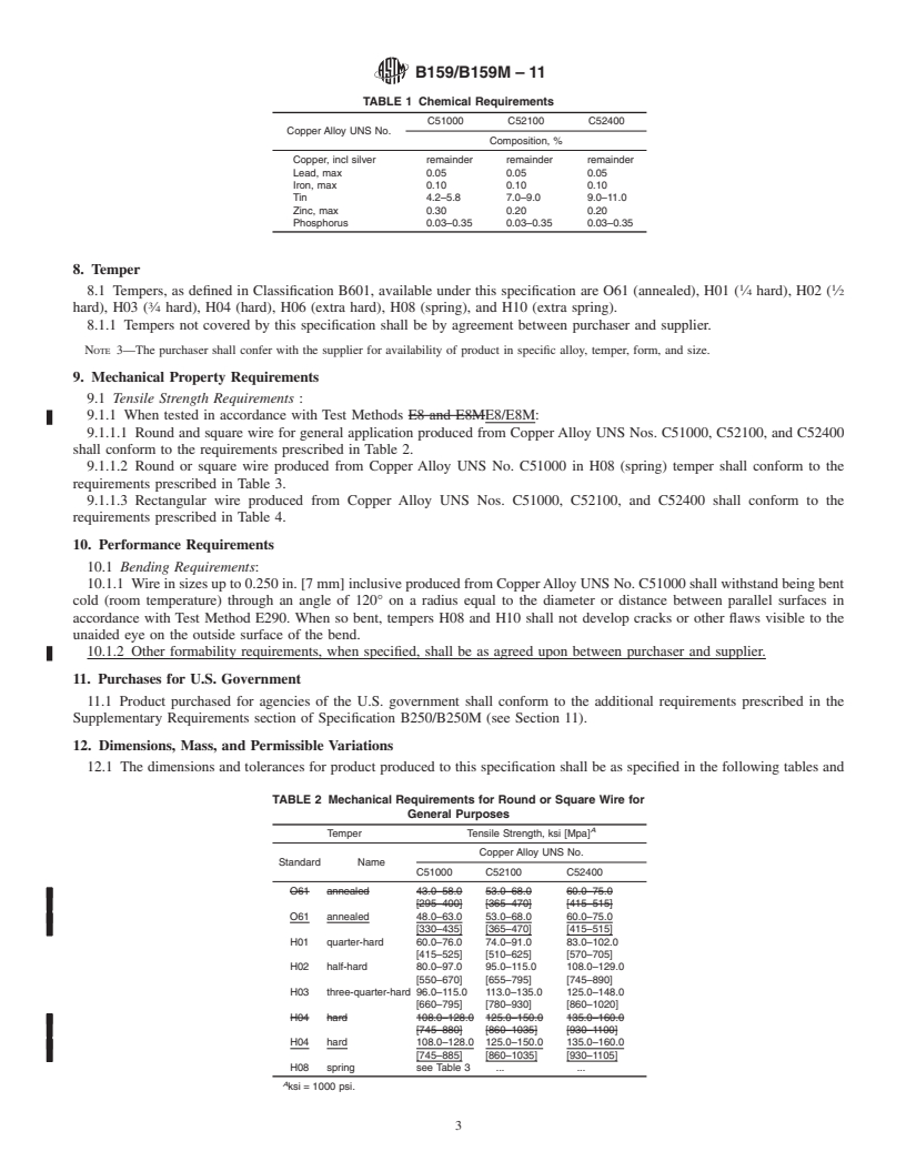 REDLINE ASTM B159/B159M-11 - Standard Specification for  Phosphor Bronze Wire