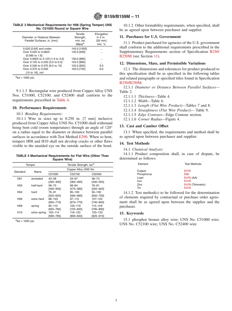 ASTM B159/B159M-11 - Standard Specification for  Phosphor Bronze Wire