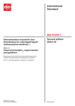 ISO 13318-1:2024 - Determination of particle size distribution by centrifugal liquid sedimentation methods — Part 1: General principles, requirements and guidance
Released:1. 10. 2024 - Page 1 preview