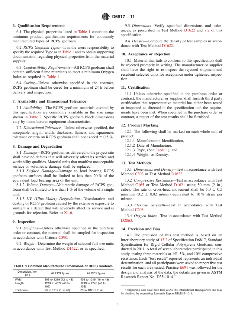 ASTM D6817-11 - Standard Specification for Rigid Cellular Polystyrene Geofoam