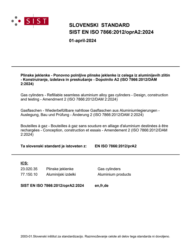 EN ISO 7866:2012/oprA2:2024