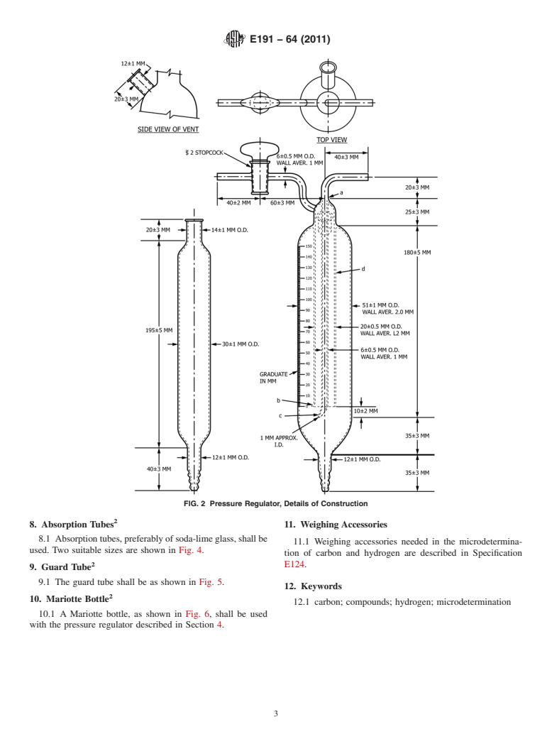 ASTM E191-64(2011) - Standard Specification for  Apparatus For Microdetermination of Carbon and Hydrogen in Organic and Organo-Metallic Compounds