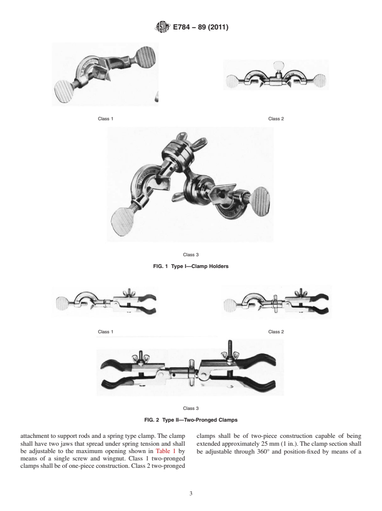 ASTM E784-89(2011) - Standard Specification for  Clamps, Utility, Laboratory, and Holders, Buret and Clamp