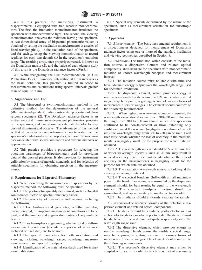 ASTM E2153-01(2011) - Standard Practice for Obtaining Bispectral Photometric Data for Evaluation of Fluorescent  Color