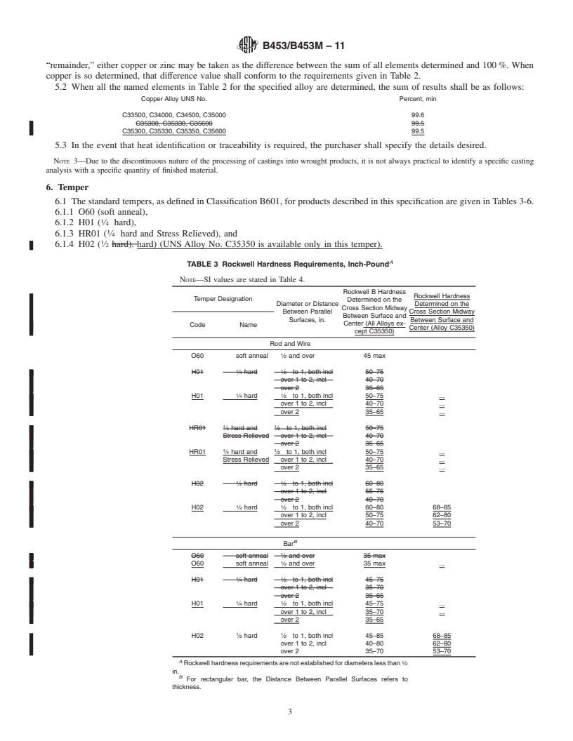 REDLINE ASTM B453/B453M-11 - Standard Specification for  Copper-Zinc-Lead Alloy (Leaded-Brass) Rod, Bar, and Shapes