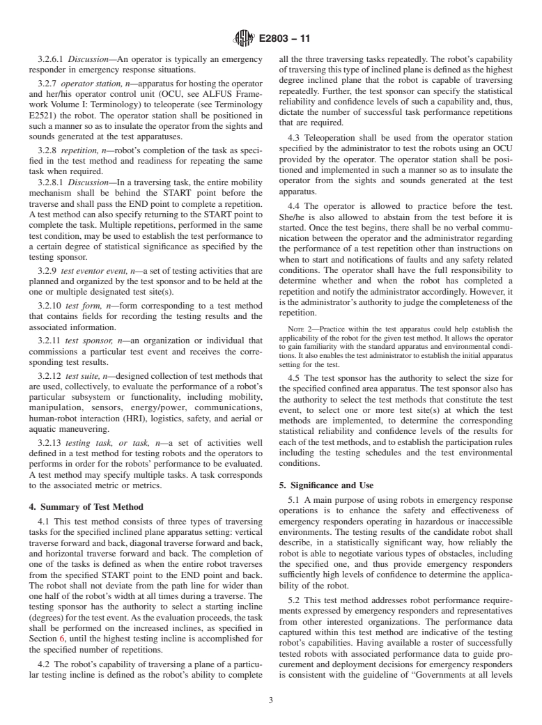 ASTM E2803-11 - Standard Test Method for Evaluating Emergency Response Robot Capabilities: Mobility: Confined Area Obstacles: Inclined Planes