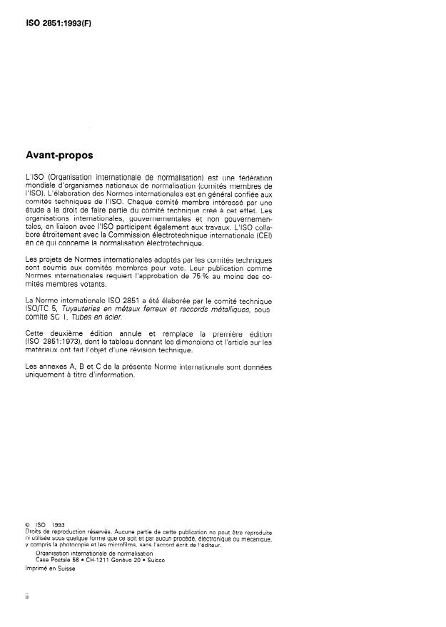 ISO 2851:1993 ISO 2851:1993 - Coudes et tés en acier inoxydable pour l'industrie alimentaire - Page 2 preview