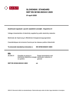 EN 50160:2022/A1:2025 EN 50160:2023/A1:2025 - Page 1 preview