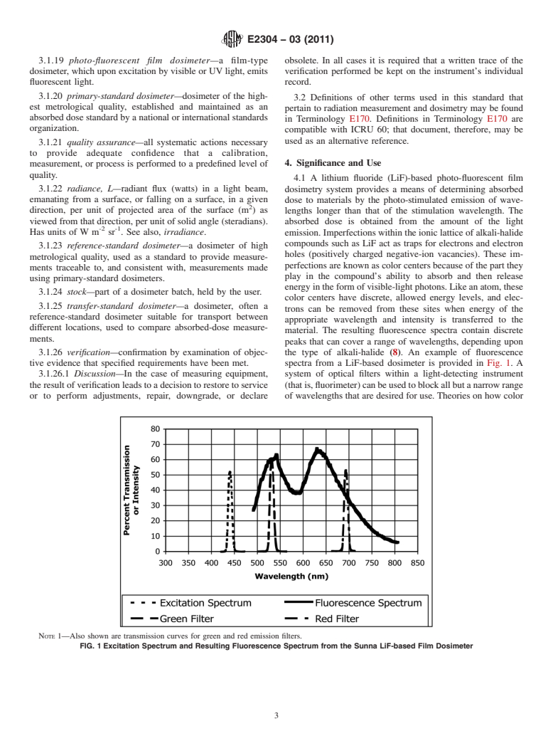 ASTM E2304-03(2011) - Standard Practice for Use of a LiF Photo-Fluorescent Film Dosimetry System (Withdrawn 2020)