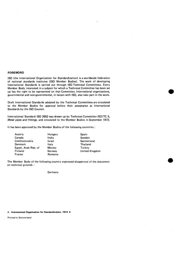 ISO 2852:1974 ISO 2852:1974 - Metal pipes and fittings -- Stainless steel clamp liners with gaskets for the food industry - Page 2 preview