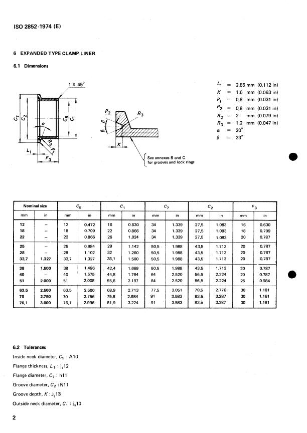 ISO 2852:1974 ISO 2852:1974 - Metal pipes and fittings -- Stainless steel clamp liners with gaskets for the food industry - Page 4 preview