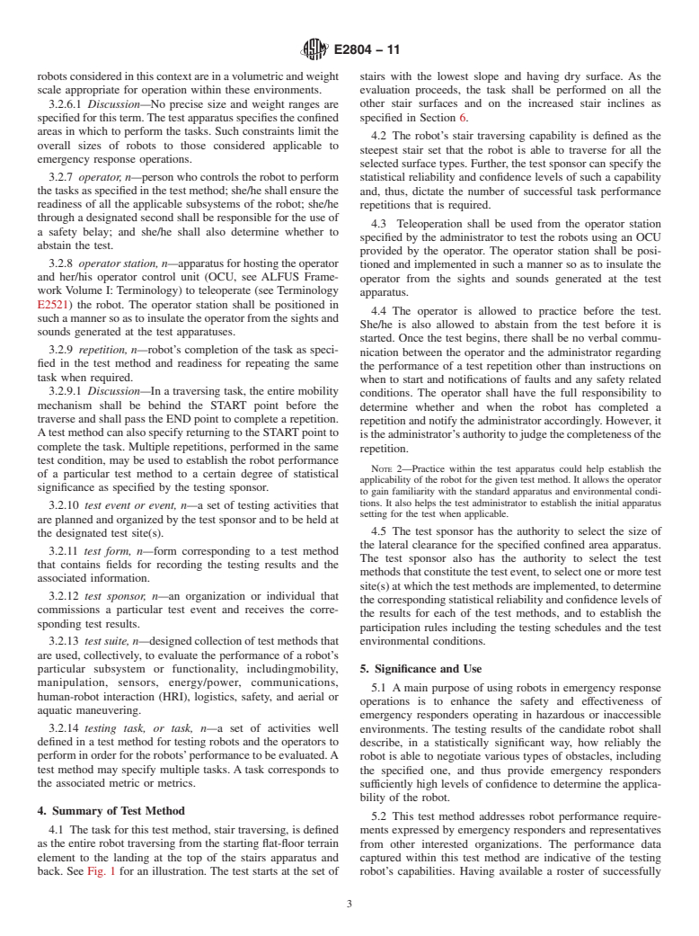 ASTM E2804-11 - Standard Test Method for Evaluating Emergency Response Robot Capabilities: Mobility: Confined Area Obstacles: Stairs/Landings