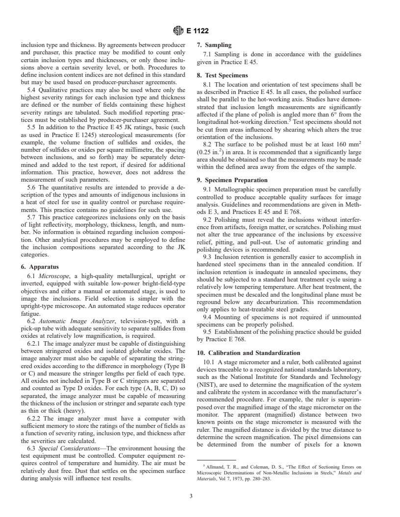 ASTM E1122-96 - Standard Practice for Obtaining JK Inclusion Ratings Using Automatic Image Analysis