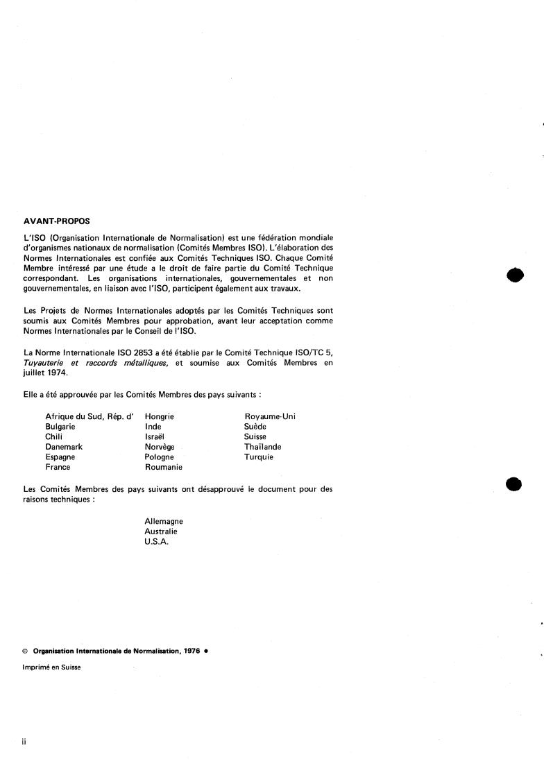 ISO 2853:1976 ISO 2853:1976 - Metal pipes and fittings — Stainless steel screwed couplings for the food industry
Released:4/1/1976 - Page 2 preview