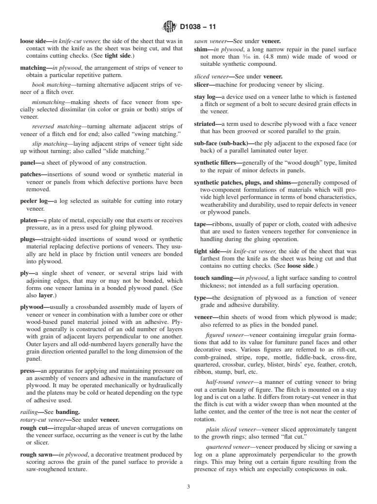 ASTM D1038-11 - Standard Terminology Relating to  Veneer and Plywood