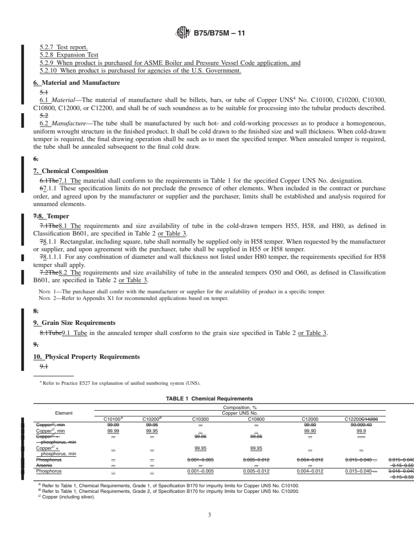REDLINE ASTM B75/B75M-11 - Standard Specification for  Seamless Copper Tube