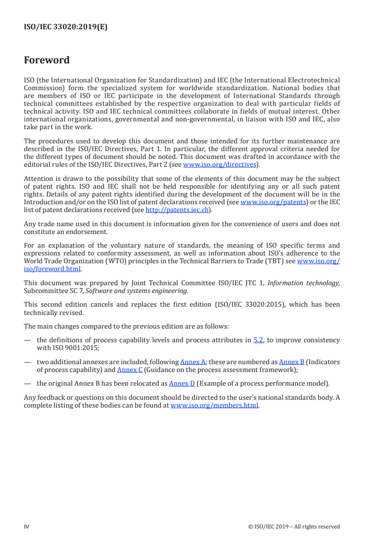 ISO/IEC 33020:2019 ISO/IEC 33020:2019 - Information technology — Process assessment — Process measurement framework for assessment of process capability
Released:11/21/2019 - Page 4 preview