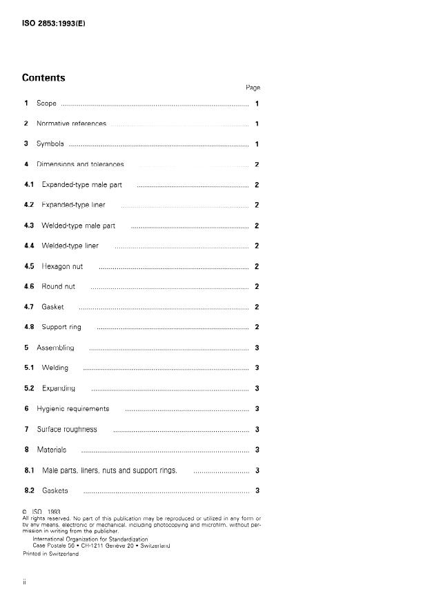 ISO 2853:1993 ISO 2853:1993 - Stainless steel threaded couplings for the food industry - Page 2 preview