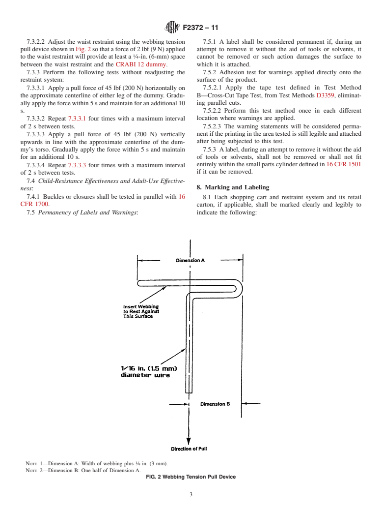 ASTM F2372-11 - Standard Consumer Safety Performance Specification for Shopping Carts