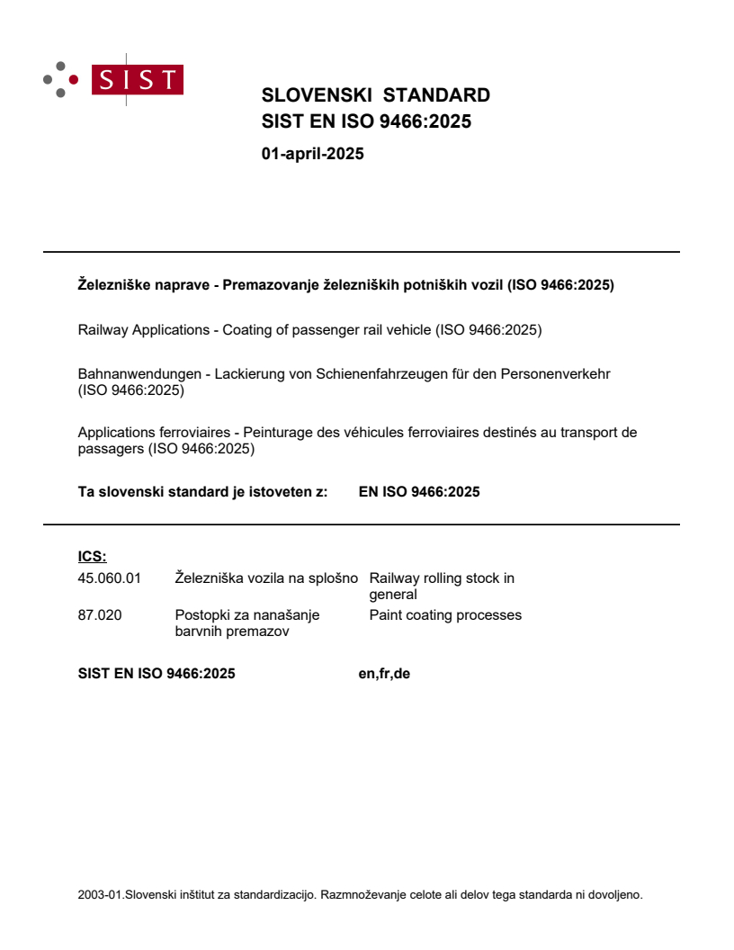 EN ISO 9466:2025 - BARVE