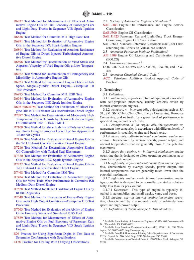 ASTM D4485-11b - Standard Specification for Performance of Active API Service Category Engine Oils