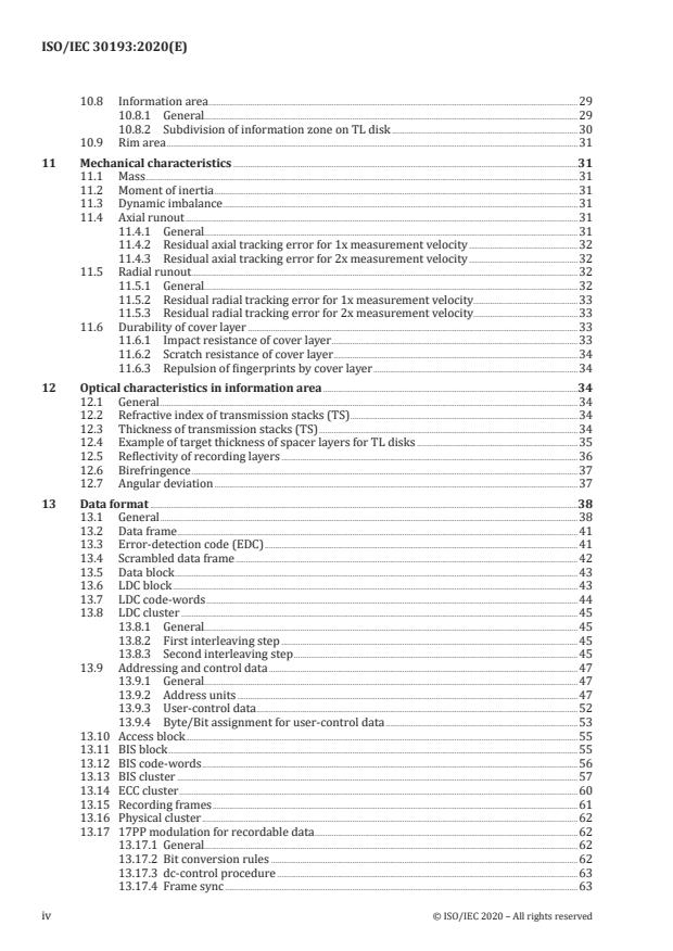ISO/IEC 30193:2020 ISO/IEC 30193:2020 - Information technology -- Digitally recorded media for information interchange and storage -- 120 mm Triple Layer (100,0 Gbytes per disk) BD Rewritable disk - Page 4 preview