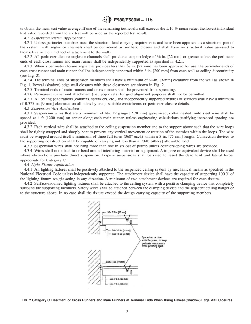 REDLINE ASTM E580/E580M-11b - Standard Practice for  Installation of Ceiling Suspension Systems for Acoustical Tile and Lay-in Panels in Areas Subject to Earthquake Ground Motions