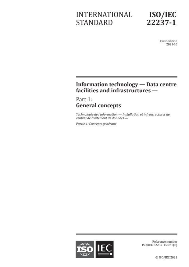 ISO/IEC 22237-1:2021 - Information technology -- Data centre facilities and infrastructures