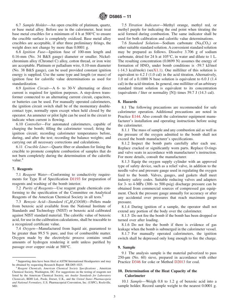 ASTM D5865-11 - Standard Test Method for  Gross Calorific Value of Coal and Coke