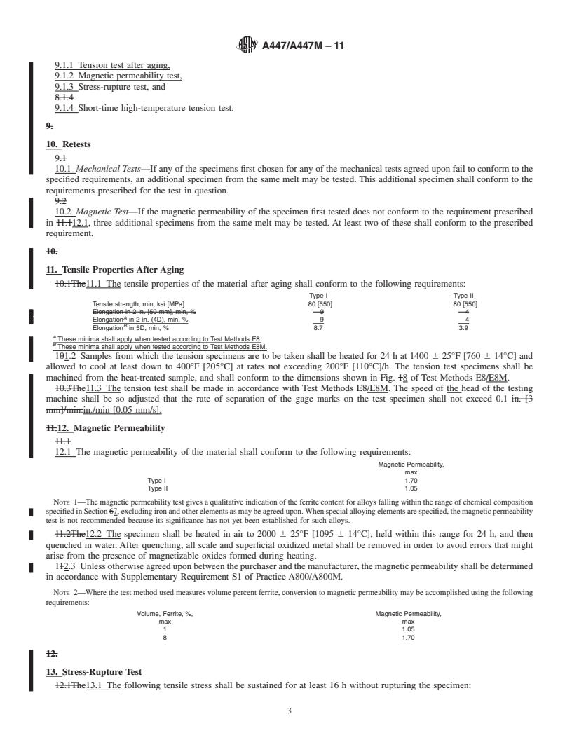 REDLINE ASTM A447/A447M-11 - Standard Specification for  Steel Castings, Chromium-Nickel-Iron Alloy (25-12 Class), for High-Temperature Service