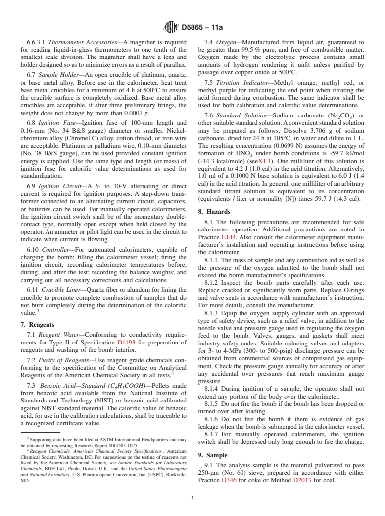 ASTM D5865-11a - Standard Test Method for  Gross Calorific Value of Coal and Coke