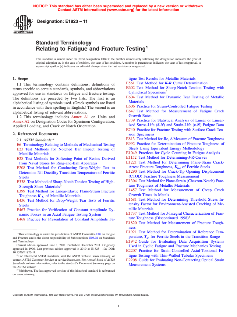 ASTM E1823-11 - Standard Terminology  Relating to Fatigue and Fracture Testing