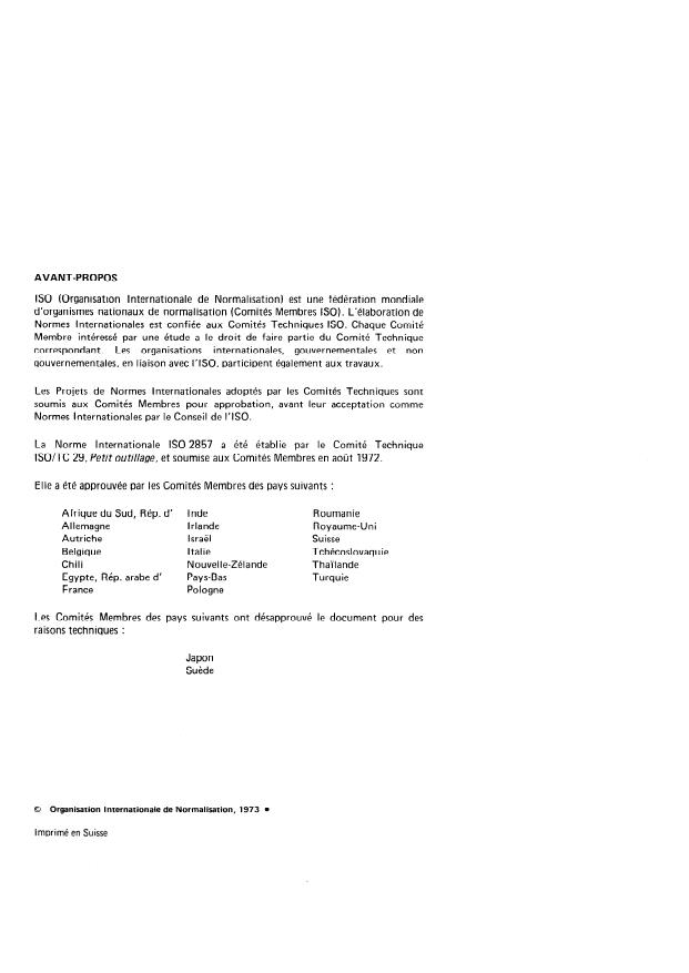 ISO 2857:1973 ISO 2857:1973 - Tarauds a filets rectifiés pour filetages métriques ISO de tolérance 4H a 8H et 4G a 6G a pas gros et a pas fins -- Tolérances d'exécution de la partie taillée - Page 2 preview