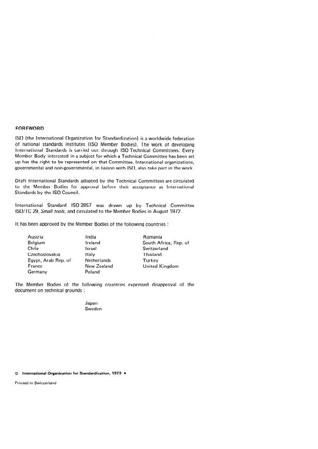 ISO 2857:1973 ISO 2857:1973 - Ground thread taps for ISO metric threads of tolerances 4H to 8H and 4G to 6G coarse and fine pitches -- Manufacturing tolerances on the threaded portion - Page 2 preview