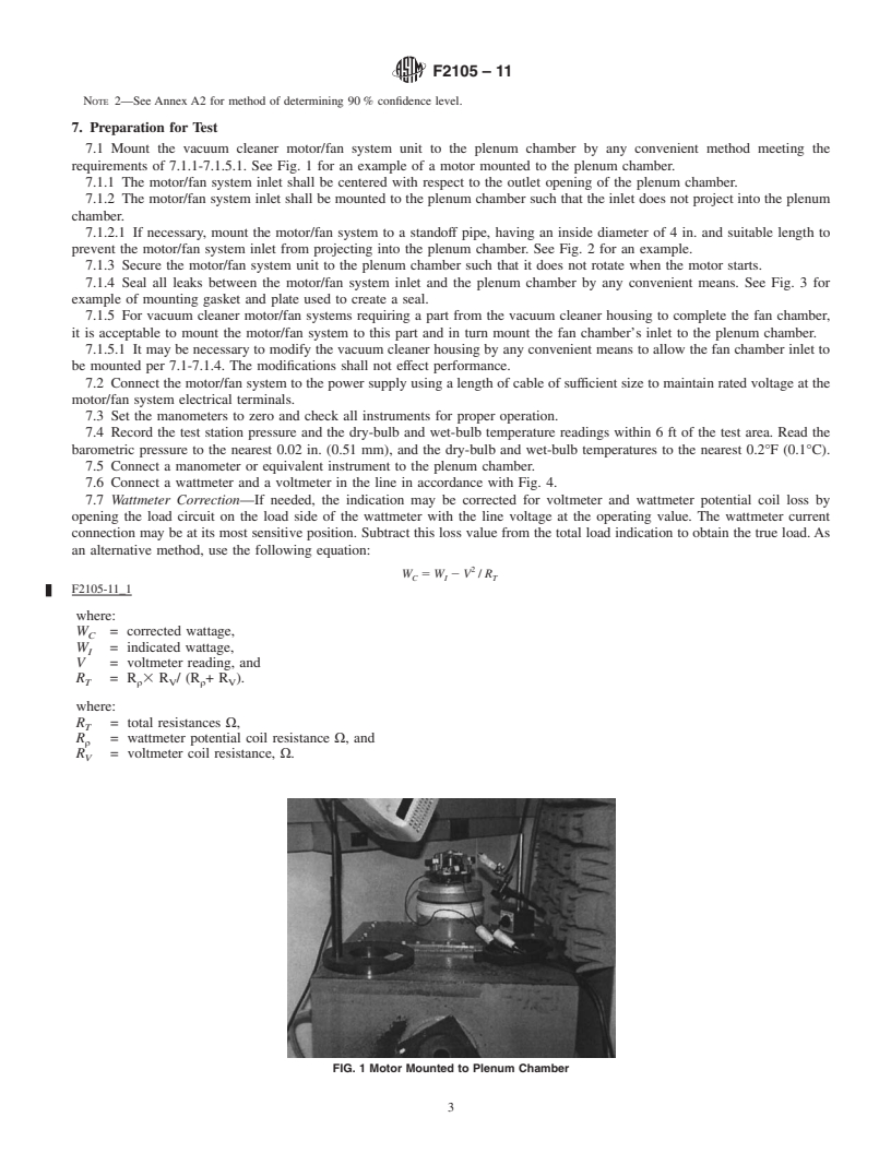 REDLINE ASTM F2105-11 - Standard Test Method for Measuring Air Performance Characteristics of Vacuum Cleaner Motor/Fan Systems