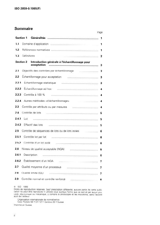 ISO 2859-0:1995 ISO 2859-0:1995 - Regles d'échantillonnage pour les contrôles par attributs - Page 2 preview