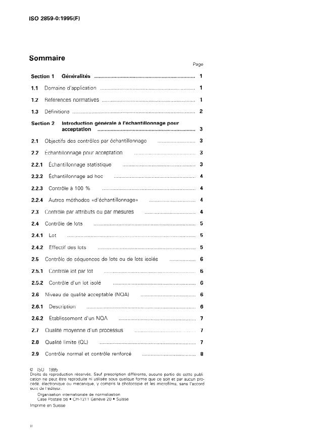 ISO 2859-0:1995 ISO 2859-0:1995 - Regles d'échantillonnage pour les contrôles par attributs - Page 2 preview