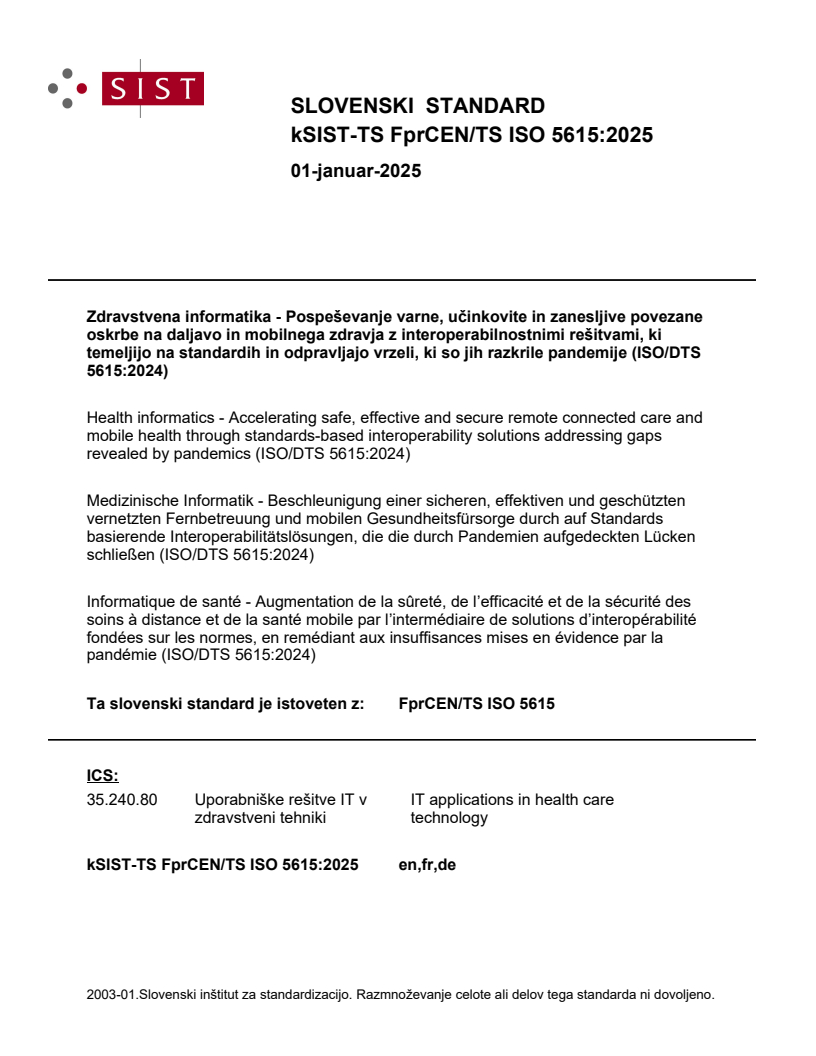 kTS FprCEN/TS ISO 5615:2025