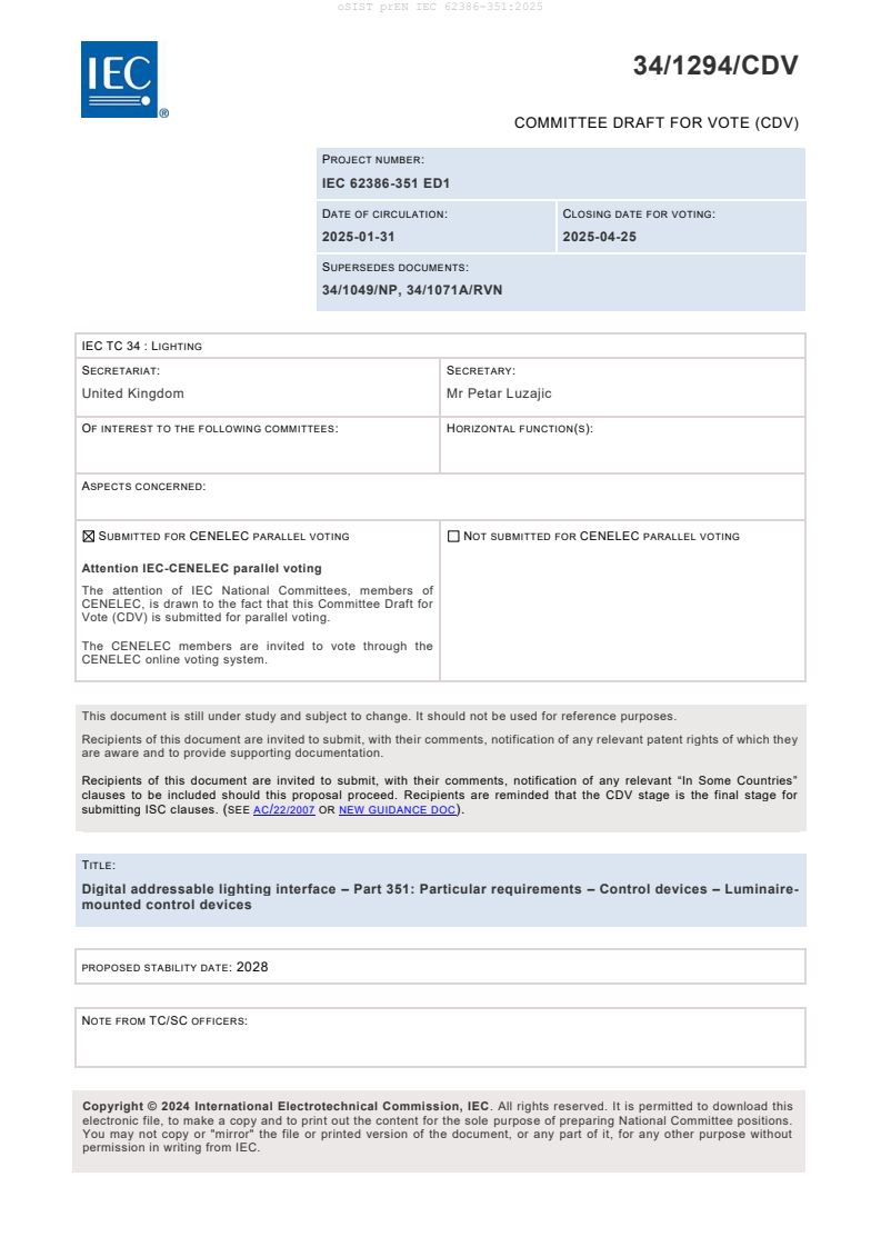 prEN IEC 62386-351:2025 - BARVE