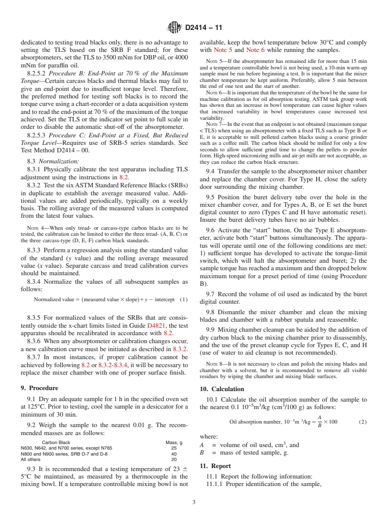 ASTM D2414-11 - Standard Test Method for  Carbon Black<span class='unicode'>&#x2014;</span>Oil Absorption Number (OAN)