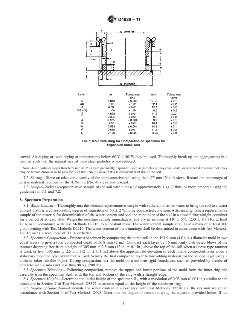 REDLINE ASTM D4829-11 - Standard Test Method for Expansion Index of Soils