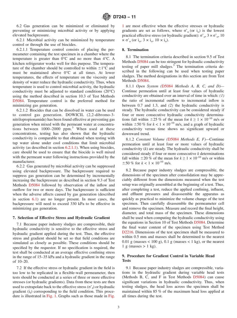 ASTM D7243-11 - Standard Guide for Measuring the Saturated Hydraulic Conductivity of Paper Industry Sludges