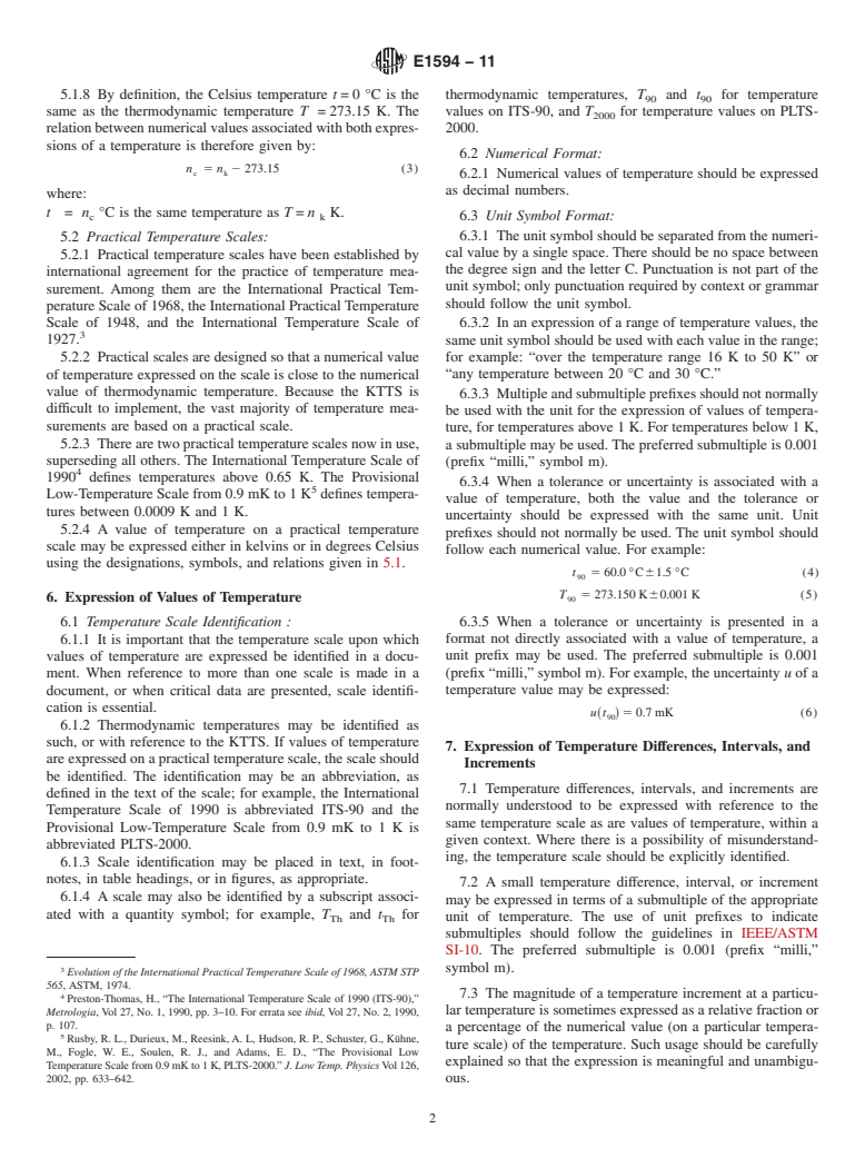 ASTM E1594-11 - Standard Guide for Expression of Temperature