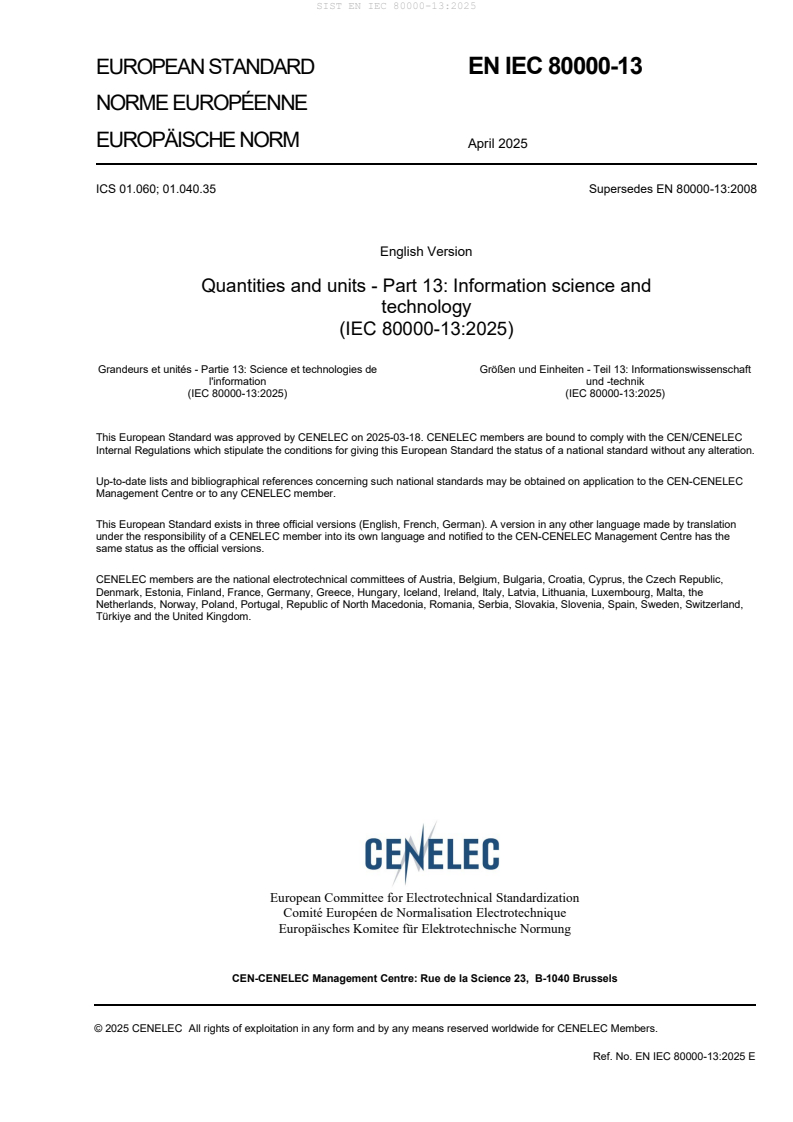 EN IEC 80000-13:2025